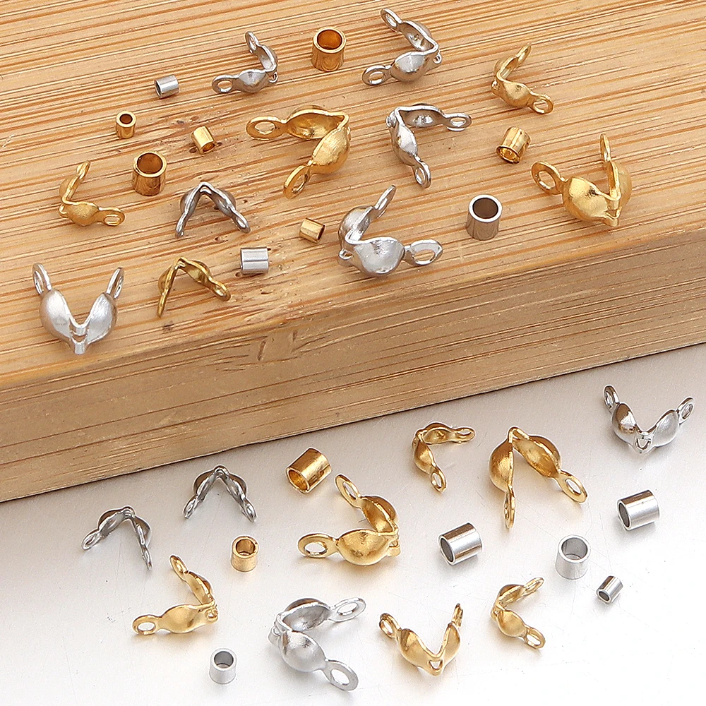 20-100pcs Stainless Steel Cord End Caps Positioning Tubes Accessories Set for Bracelet Necklace DIY Jewelry Making Supplie