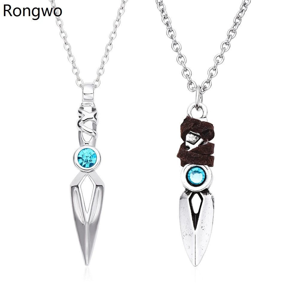 Rongwo Valorant синий кристалл кулон ожерелье Jett нож геймер панк косплей крутые ювелирные изделия подарок для мужчин мальчиков фанаты