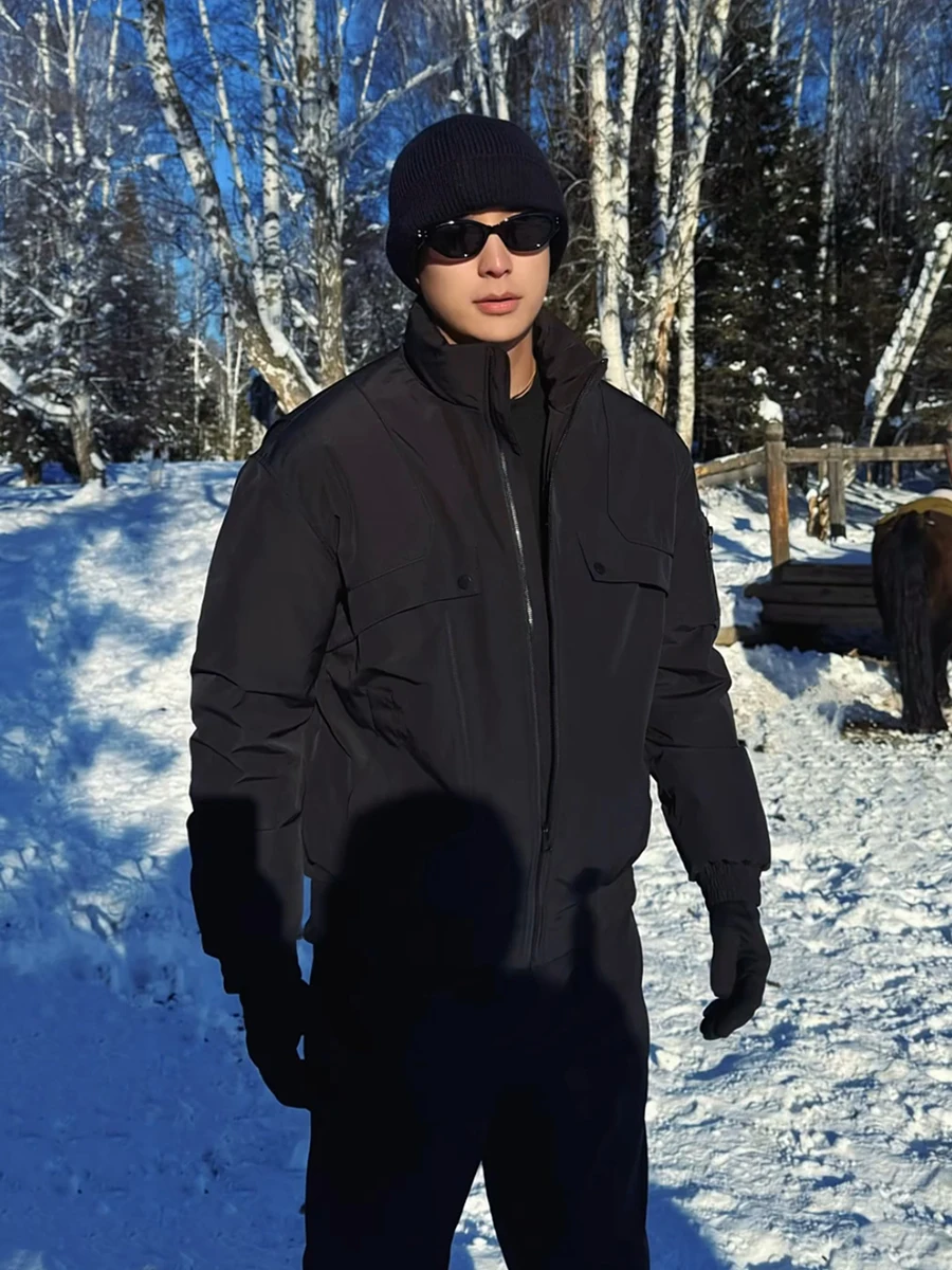 

American Sle Bomber ort Thiened Cotton Jaet Men's Winter Warm High-End Feeling Pilot Collar Cotton Coat Outerwear