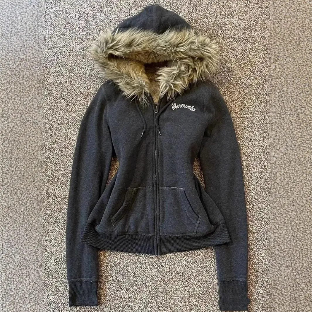 American retro y2k spicy girl jackets vintage winter dark gray with plush collar embroidered letters coat women clothing
