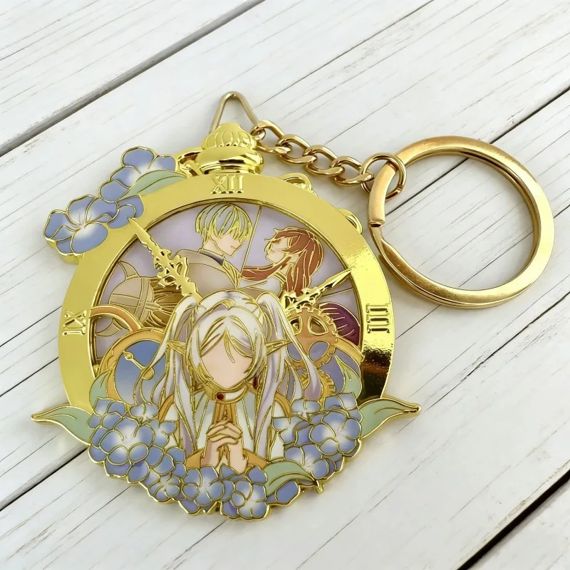 Frieren Beyond Journey’s End Metal Rotating Clock Keychain, Anime Pendant Charm for Backpack, Collectible Gift