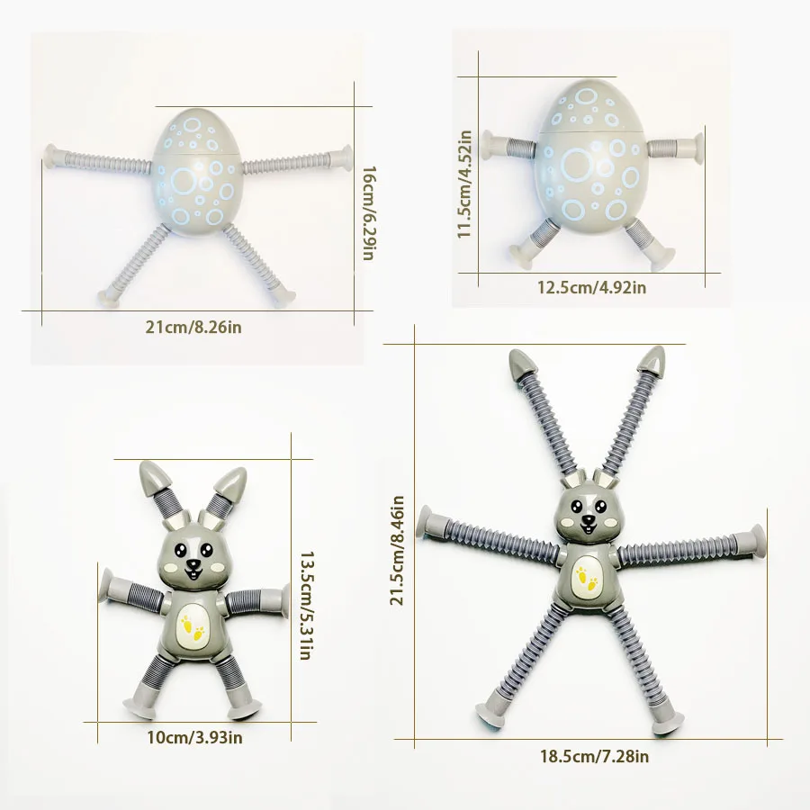 吸盤付きのマルチカラーの小さなウサギのおもちゃとチューブ引きのおもちゃはストレス解消に最適です。 装飾品として使用できます。