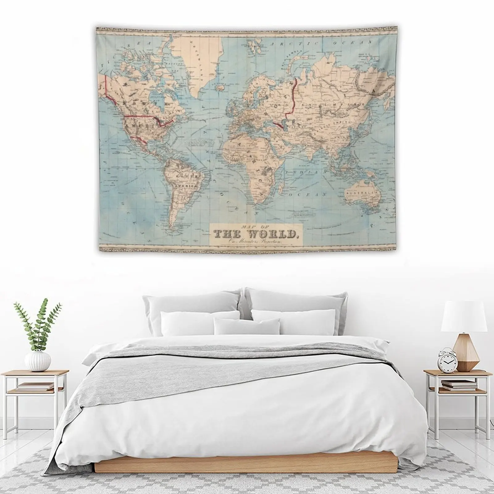 

Vintage Map of The World (1876) Tapestry Room Decorating Aesthetic Decoration Aesthetic Tapestry
