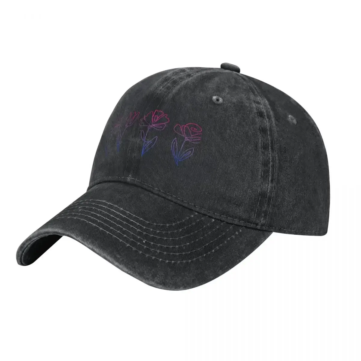 

2025Subtle Bi Pride Flowers Bisexual Flag Line Art Drawing Baseball Cap hats for men Cosplay Men's Hats Women's