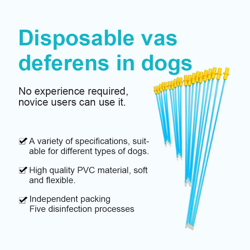 50PCS Wholesale Canine Sperm Injection Semen Deposition Artificial Insemination Pet Dog Disposable Vas Deferens Pipe Catheter