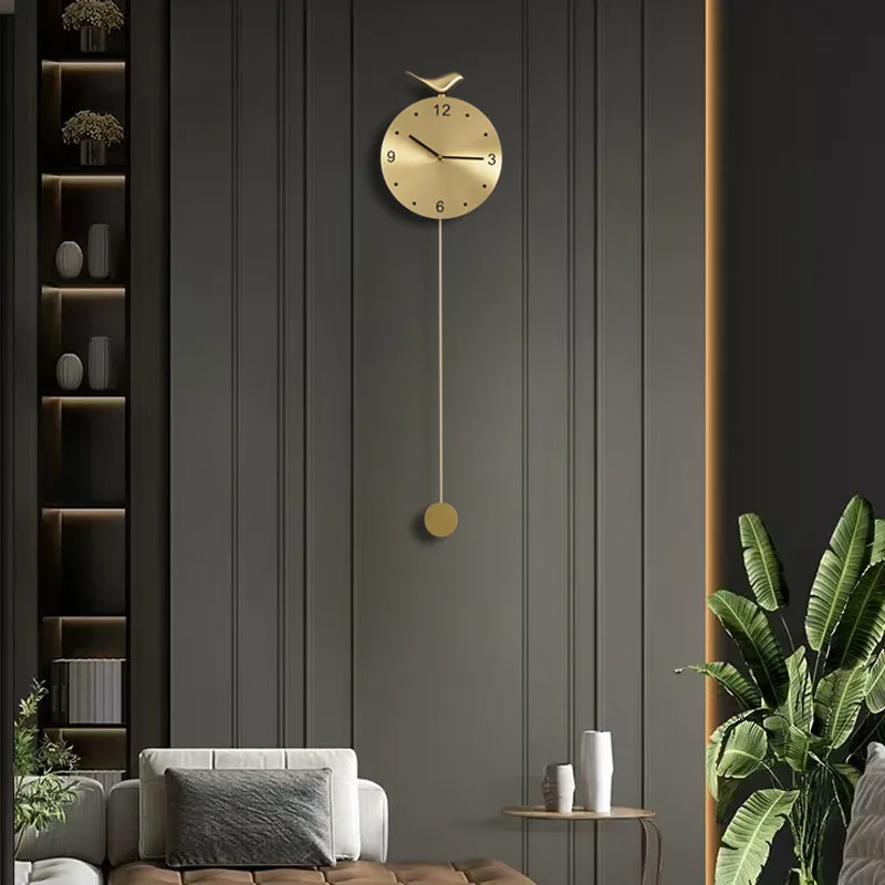 Gold Cute Wall Clocks Metal Pendulum Home Movement Clock Wall Interior Kitchen Reloj Digital Pared Grande Bedroom Accessories