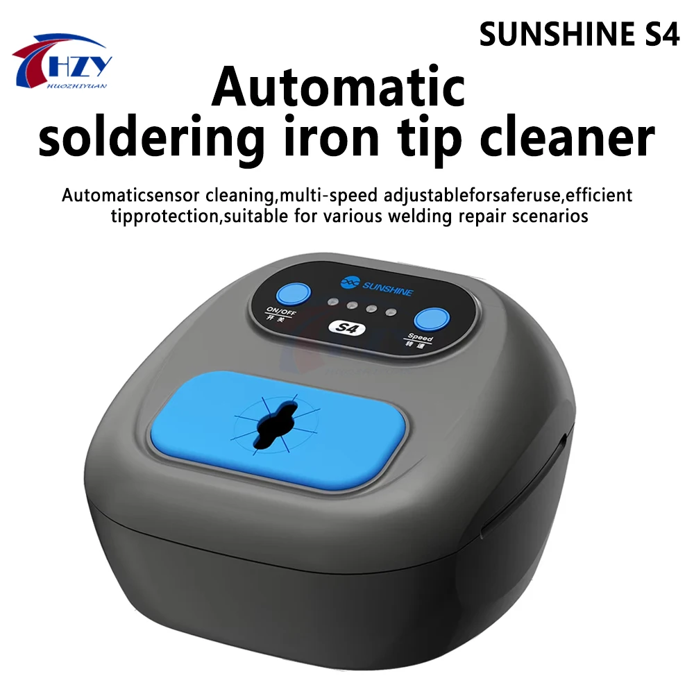 SUNSHINE S4 Smart Soldering Iron Tip Cleaner 3-Speed Dual Infrared Sensing for Welding Head Tin Slag Remove Cleaner Repair Tools