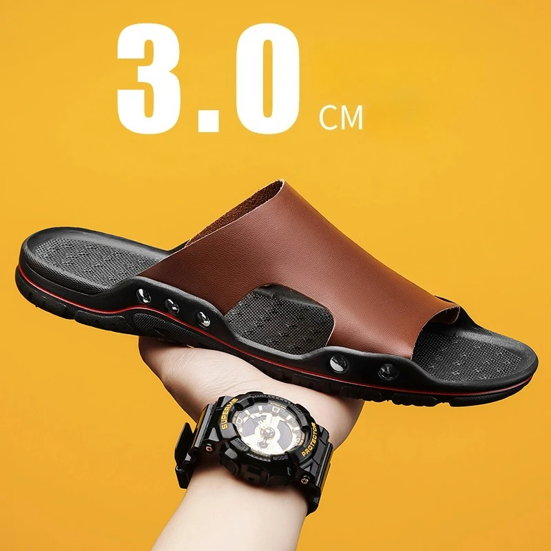 

Мужские люксовые шлепанцы-слипоны с толстой подошвой, нескользящие, для лета, улицы и дома, из ПВХ, удобная обувь