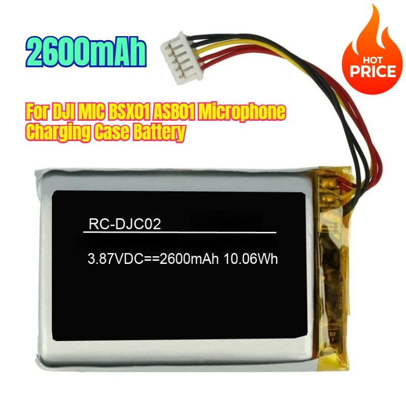 

2600mAh for DJI MIC BSX01 ASB01 Microphone Charging Case Battery