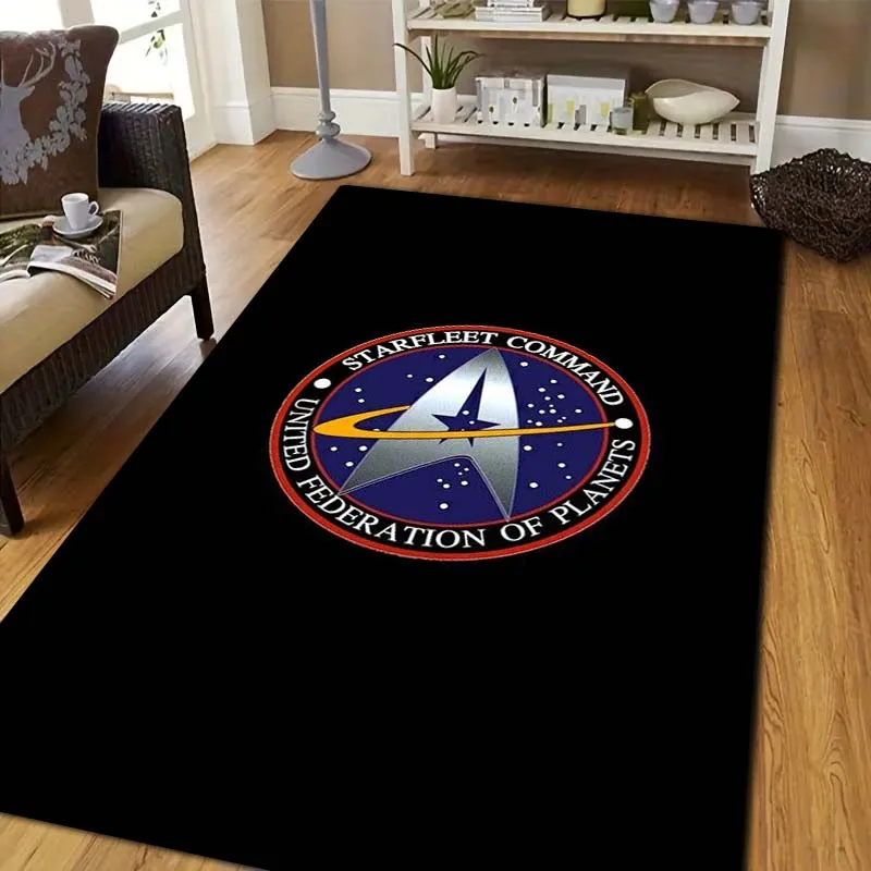 S-Star T-Trek Starfleet Logo Print Flannel Area Rug Non-Slip Soft Floor Mat For Couch Bedroom Living Room Indoor Home Decor Gift