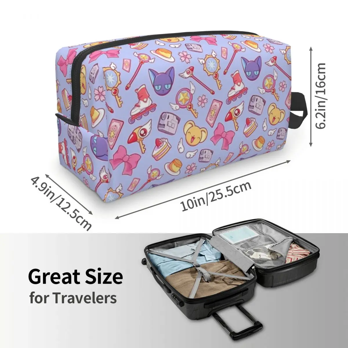 Sakura Card Captor - Violet Makeup Bag Cosmetic Organizer Storage Dopp Kit Toiletry Cosmetic Bag Women Beauty Travel Pencil Case