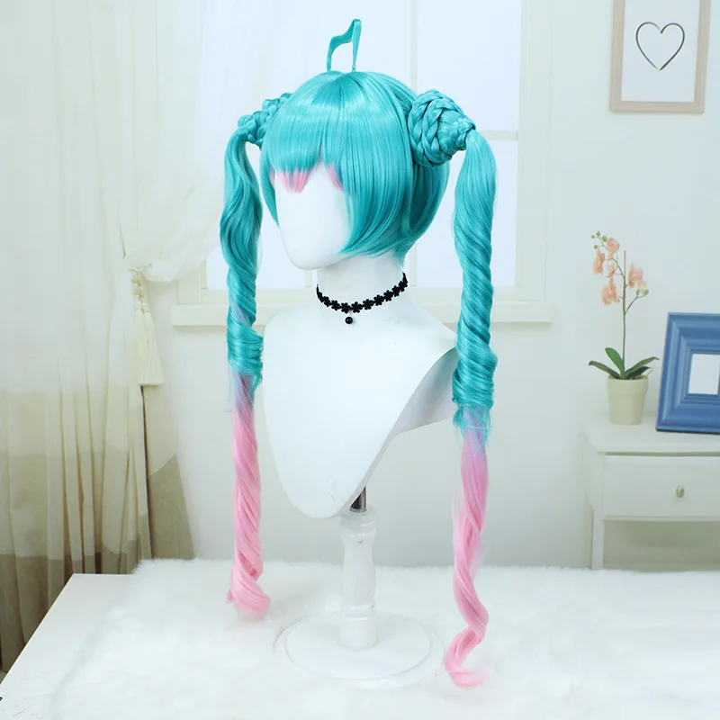 Hatsune Miku Twin ponytail cosplay wig miku mine subculture Wig Cosplay Costume Halloween Costume for Girls Woman