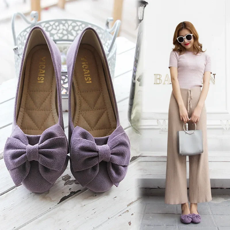 BEYARNEFlat shoes for women new moccasins four seasons sweet polka dot shoes knots simple shoes large size comfort leisure Shoe