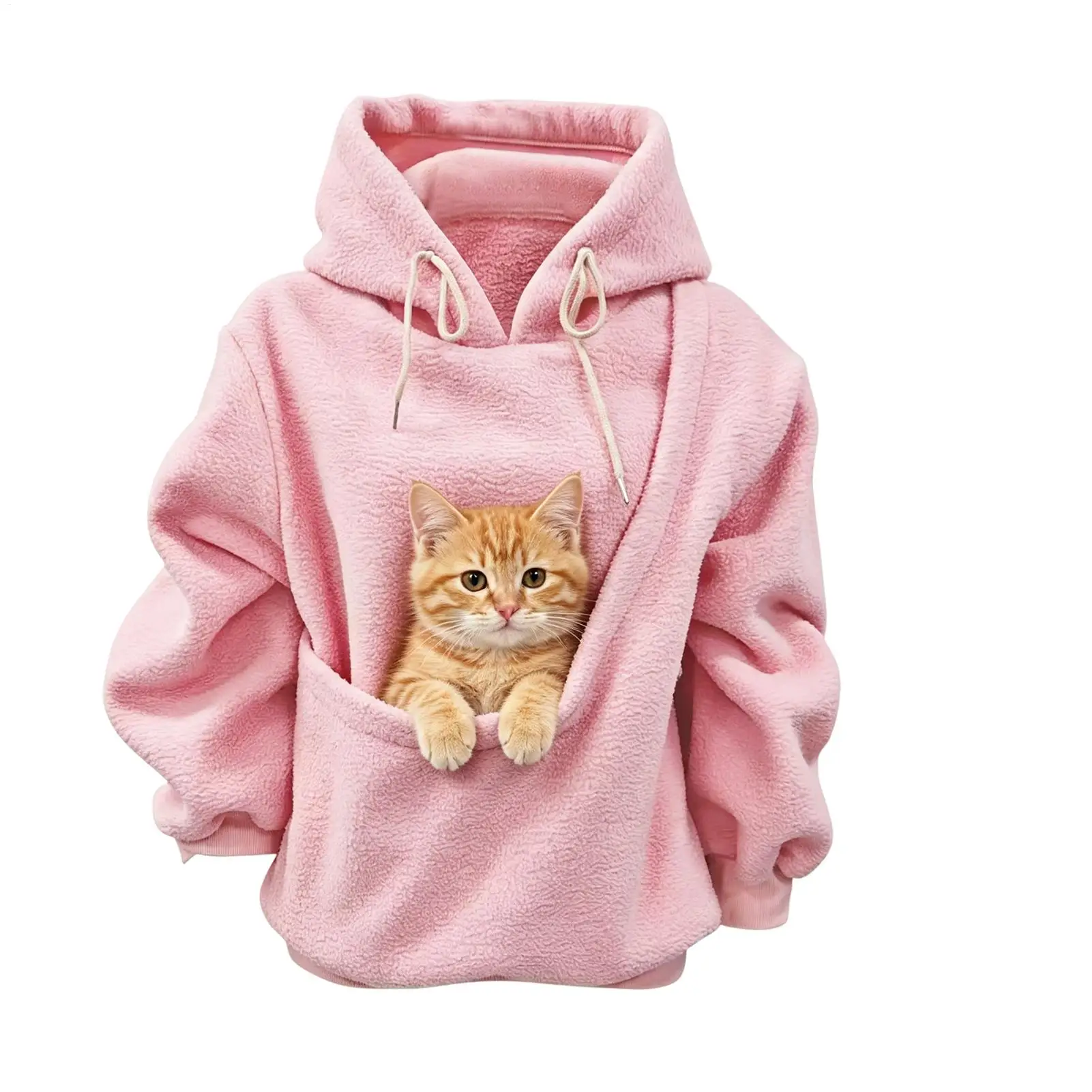 Pet Pouch Hoodie Oversized Fleece Hooded Lightweight Sweatshirt Women Winter Dog Carrier Sweat Shirt For Indoor Home Office