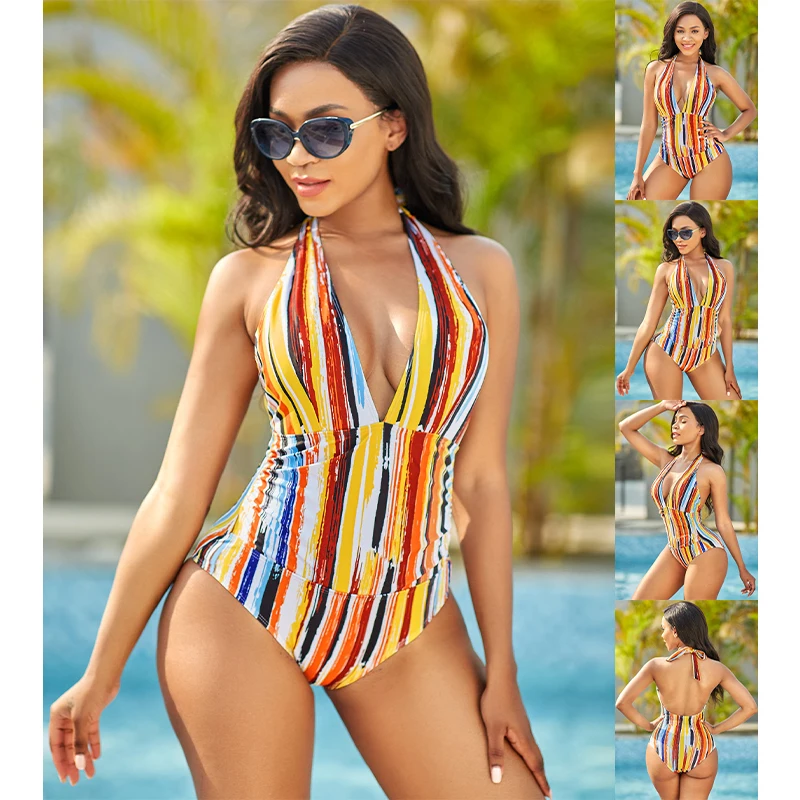 

2023 Women's Printed Beach Swimwear Off Shoulder Sexy Bikini Swimwear Summer Tankini Swimwear Tankiny Two Piece Beach Suit