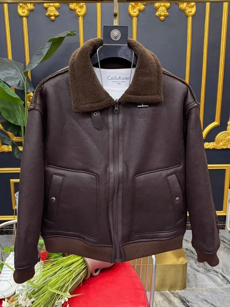 

Мужская двусторонняя куртка-жакет с воротником, зимнее теплое пальто из антиморозного вельвета, универсальная модель с длинными рукавами, стандартный крой Z...