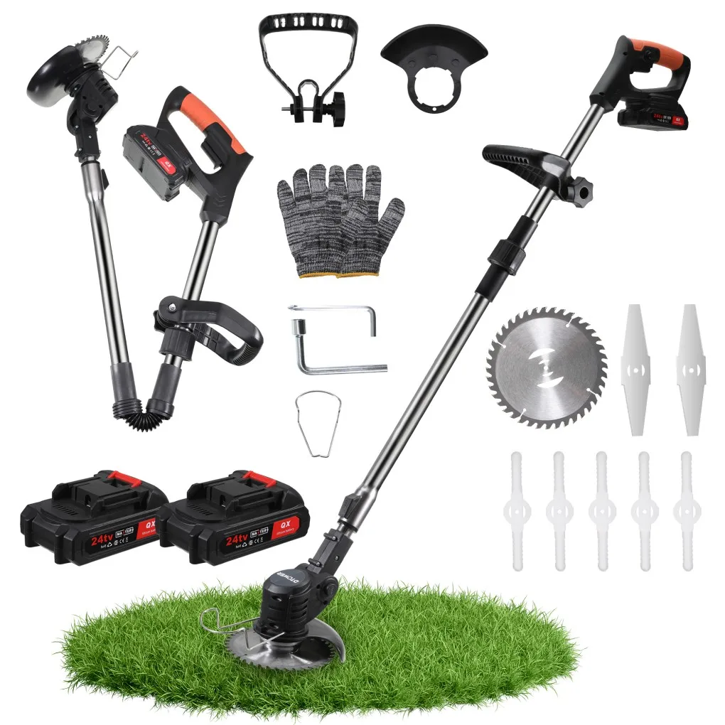 Cortacésped Batería de litio inalámbrica negra Motor sin escobillas plegable Eficiente duradero con larga duración para un fácil jardinería