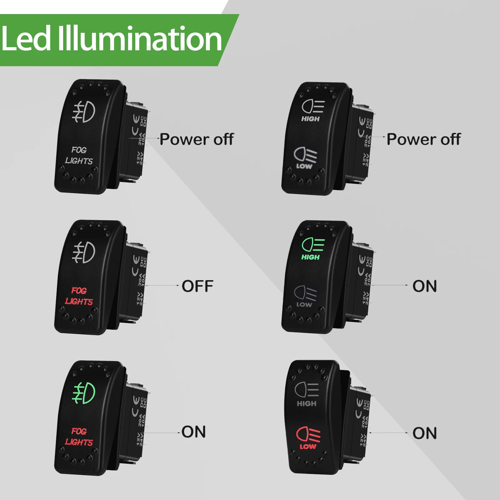 Marnie Grade Rocker Switch 12V/24V STST ON OFF / DPDT ON OFF ON Waterproof IP66 For Boat Car Truck 4x4 Jeep ARB Carling NARVA RV view 4