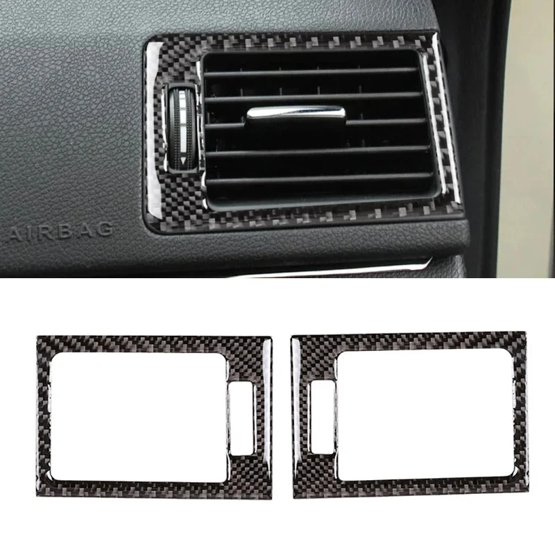 For Mercedes Benz C Class W204 2007 - 2010 Car Carbon Fiber Side / Center Control Air Conditioning Air Vent Outlet Cover Trim - Image 2