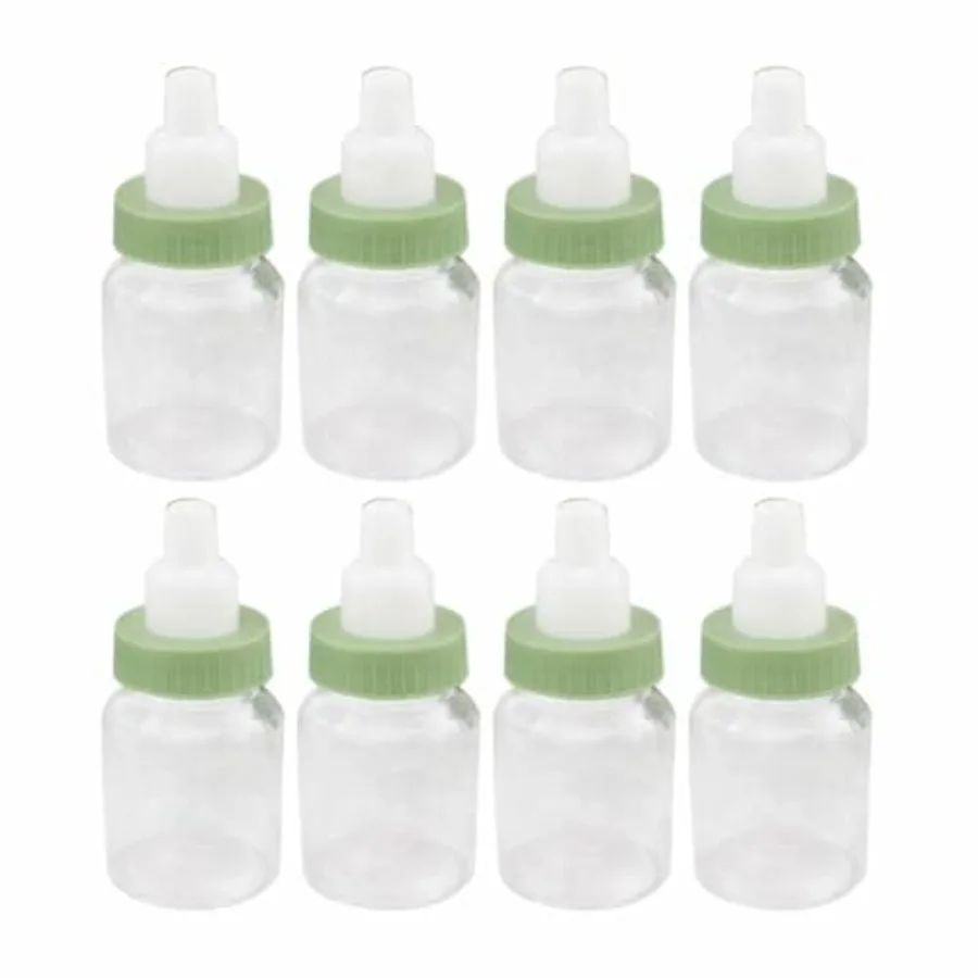 Recuerdo para Baby Shower - Paquete de 36 Mini Botellas de Leche, Bolsas de Regalo para Fiesta, Cajas de 1.5 x 3.5 - Tarro de Dulces para Baby Shower, Verde Salvia para Guardería
