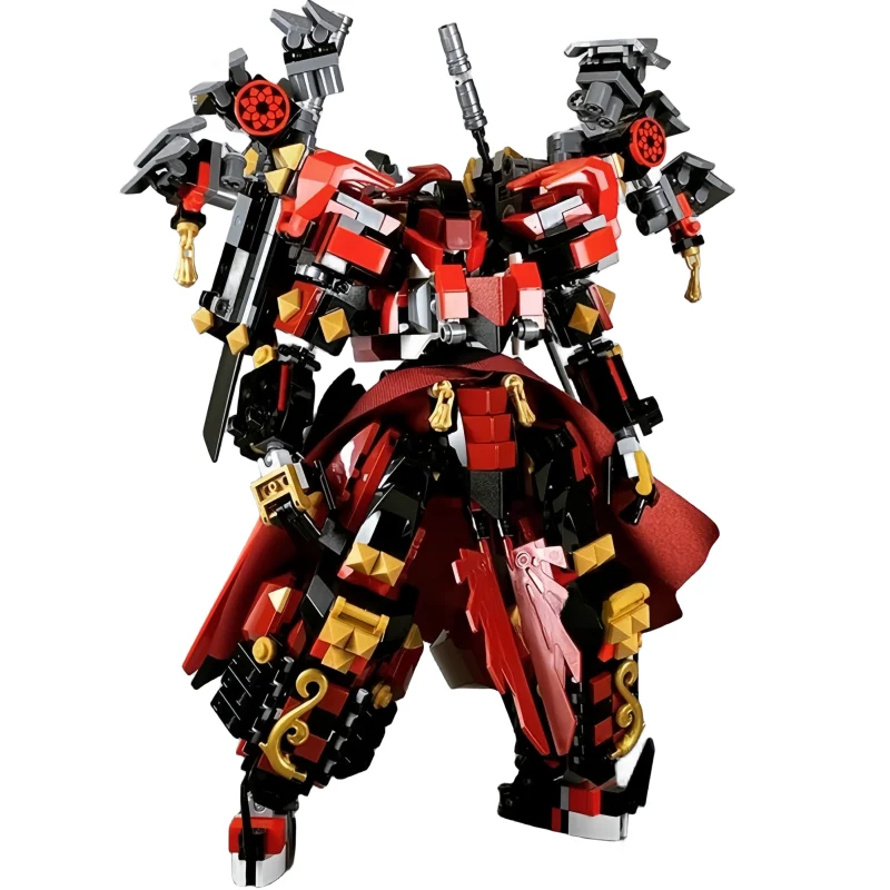 New MOC Building Blocks Red Storm Combat Mecha Robot Toy Flame Double Sword Warrior Model DlY Assembly Children\'s Christmas Gift