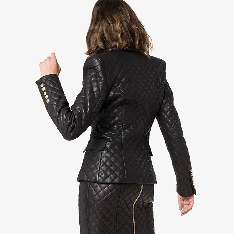 

Genuine Sheepskin Short Blazer Coats for Women Fall Winter Windbreak Warm Ladies Button-up Lambskin Tops Outwear