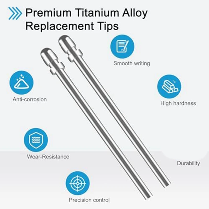 No Wear Out Titanium Replacement Pen Tips, 2 Smooth And Precise, With Installation Tool, Universal Pen, Digital Pen, Durable