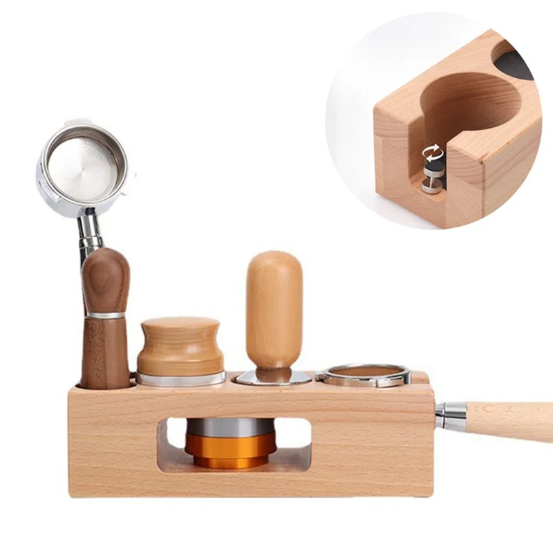 ABPQ-58Mm Coffee Stirrer Holder Wooden Filler Support Base Espresso Stirrer Pad Filter Holder Barista Coffee Accessories