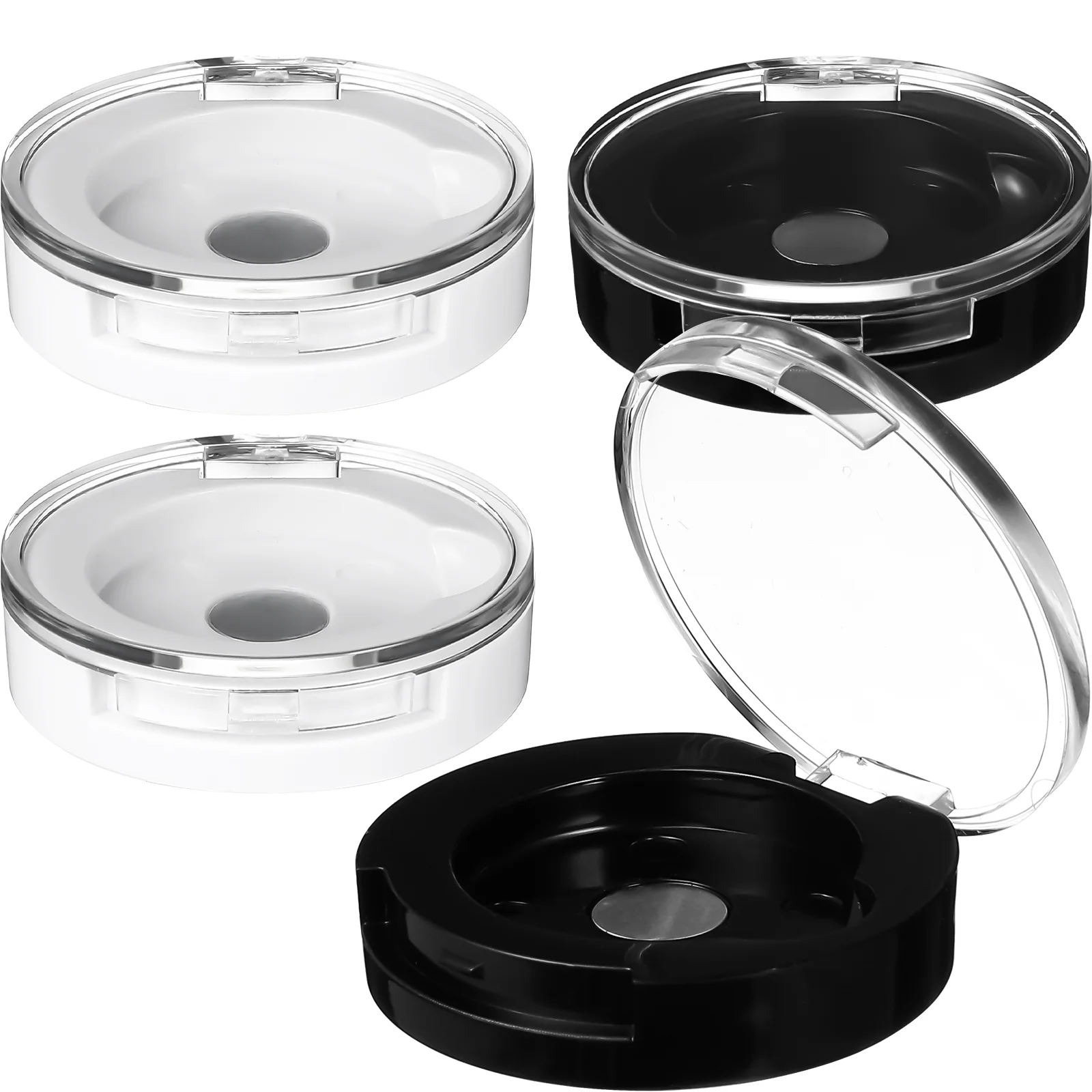 4 Pcs Empty Eyeshadow Holder Round Container Lid Highlighter Case Portable Travel Reusable Plastic Magnetic