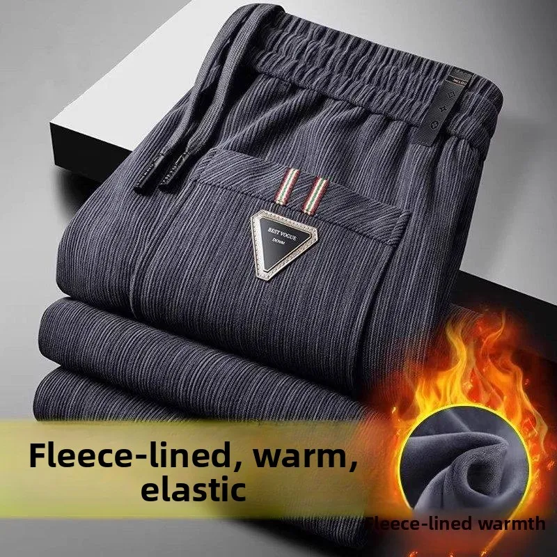 

Men's Corduroy Casual Pants Spring Autumn Winter Thi Warm Loose Straight Leg Long Trousers Comfortable Fit Daily Wear