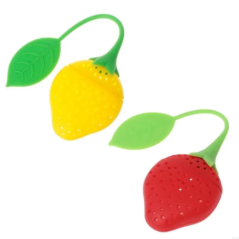 D0ab dễ thương Silicone Strawberry Tea Leaf Lá lọc thảo dược Bộ lọc bộ lọc