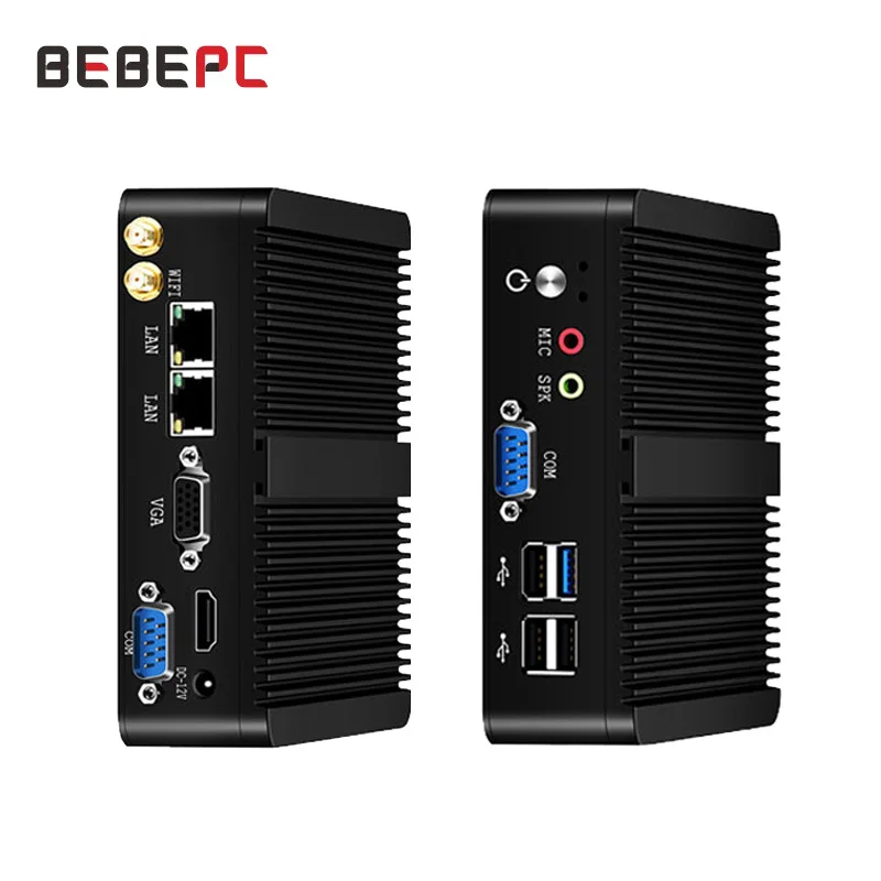 BEBEPC 팬리스 미니 PC, 인텔 셀러론 J6412, J1900, N2830, 듀얼 LAN, 윈도우 10, 4 코어 산업용 미니 데스크탑 컴퓨터, COM, WiFi, HTPC