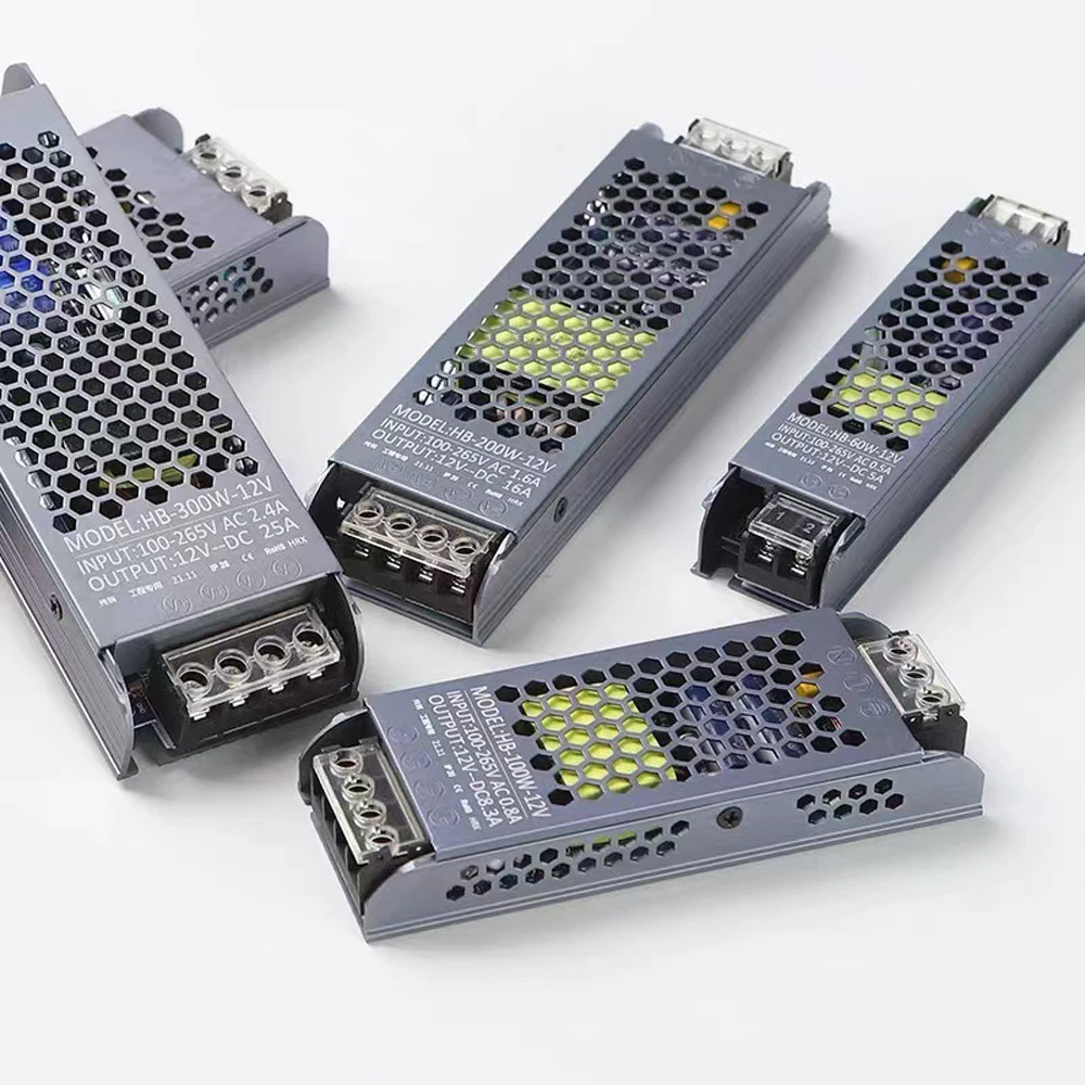 TransDevices AC DC super fin pour bande LED, alimentation à découpage, 220V à 12V, 24 V, 60W, 100W, 200W, 300W, 400W, A/D