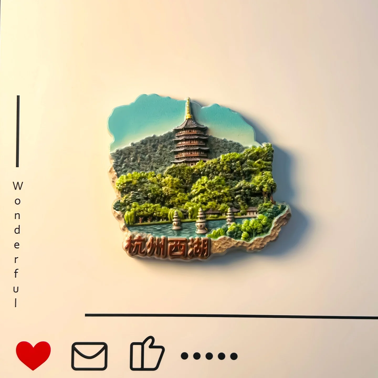 China, Hangzhou, West Lake, San Tan Yin Yue, tourist souvenirs, Leifeng Pagoda, refrigerator stickers