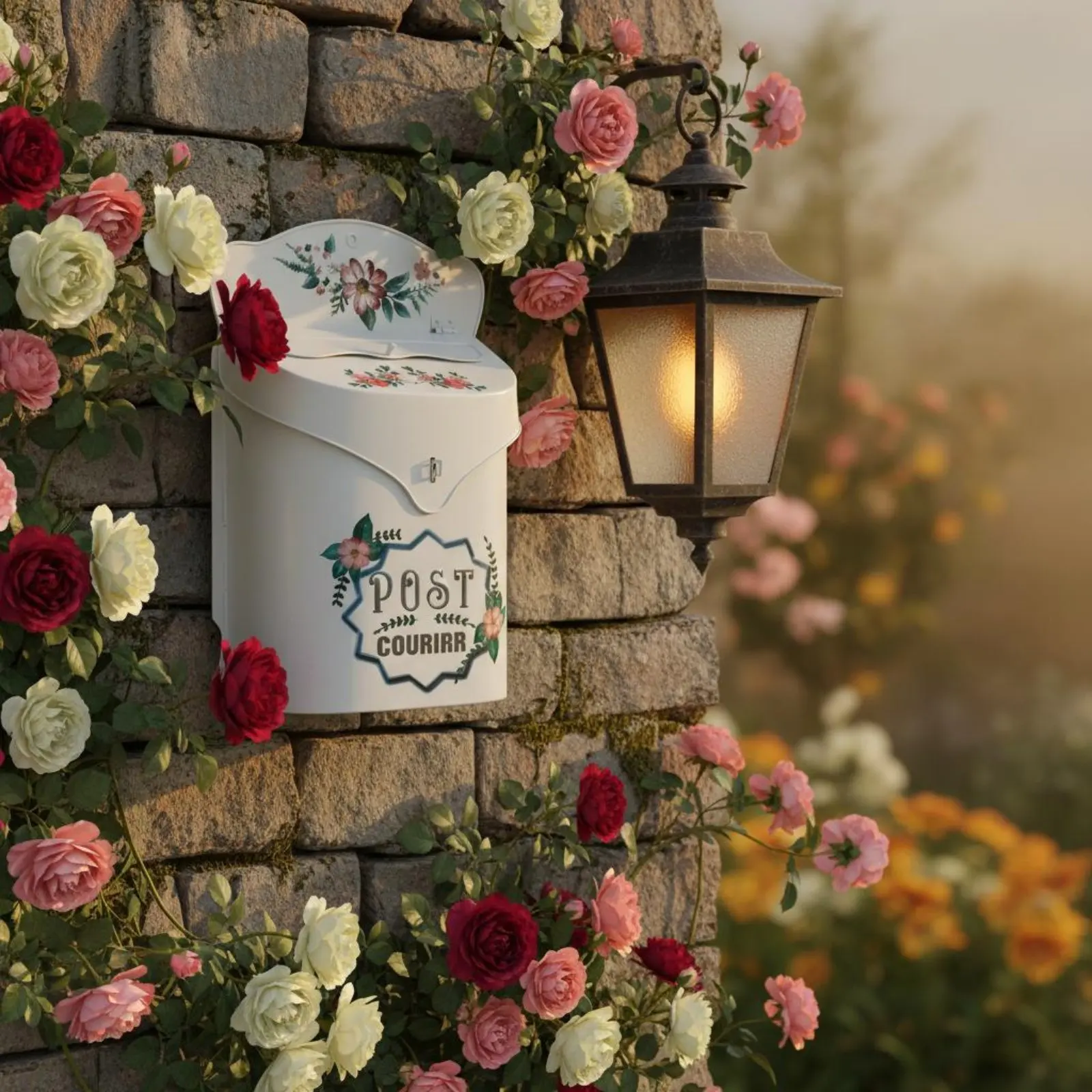 

European Design Letterbox Enchanting Design Vintage Wall Mailbox Decorative Metal Post Box Lockable Floral Decorative Post Box