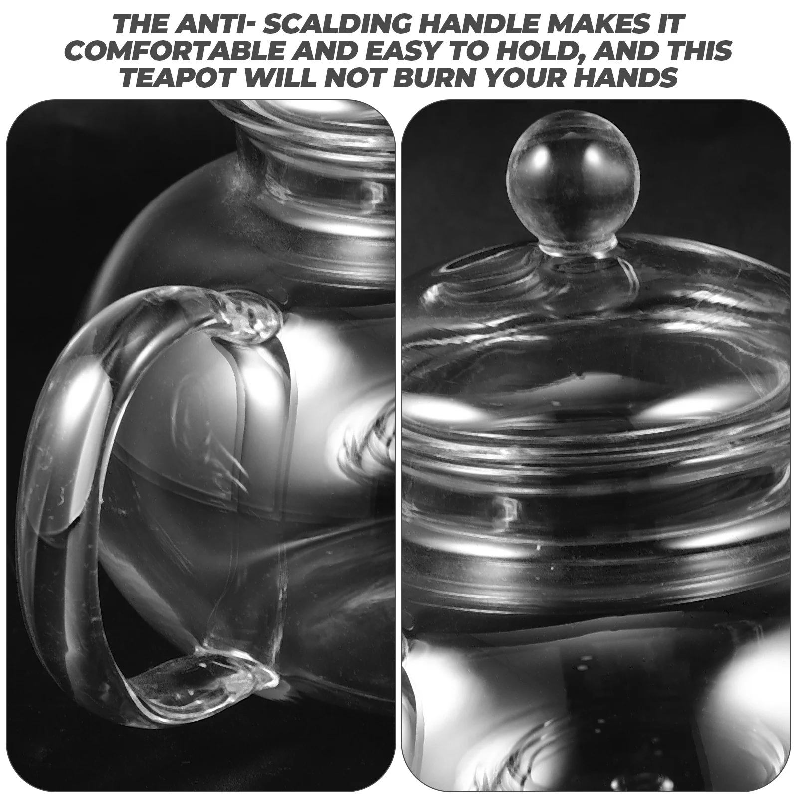 

Thickened Tea Pot Elegant Glass Kettle Anti-Scalding Handle Large Capacity Chinese Style Traditional Tea Maker for Home Daily