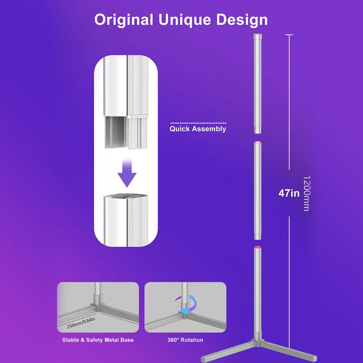 RGB Corner LED Floor Lamp Music Mood Lighting Sync Dimmable DIY Colors Scene Modes Gaming Light Timing Stand Lights for Bedroom