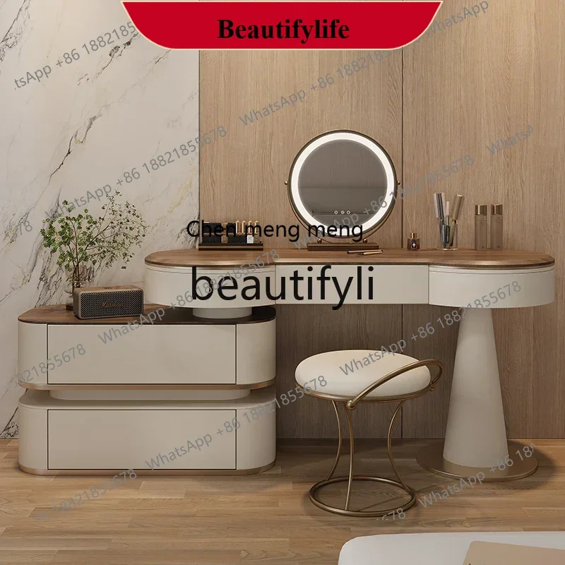 

D178 Premium solid wood dresser storage cabinet integrated bedroom retro style high-end makeup table