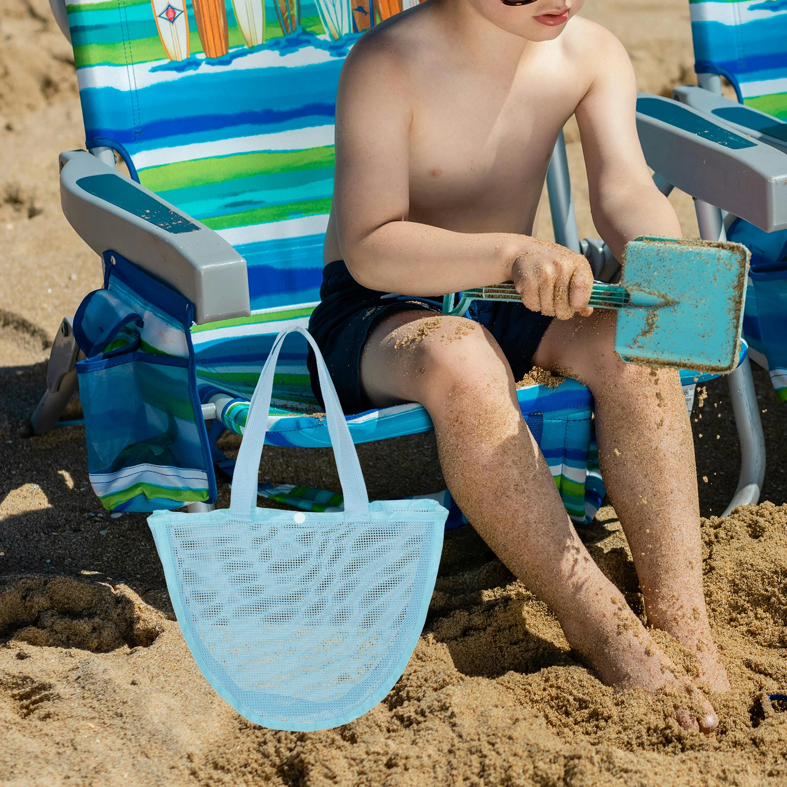 Sac de rangement pour jouets de plage, 4 pièces, sac à dos à bandoulière en maille, Kit de jouets de sable, sacs pour enfants