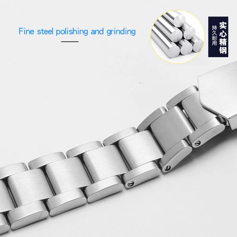 PEIYI – Bracelet de rechange en acier inoxydable, 22mm, argent, doré