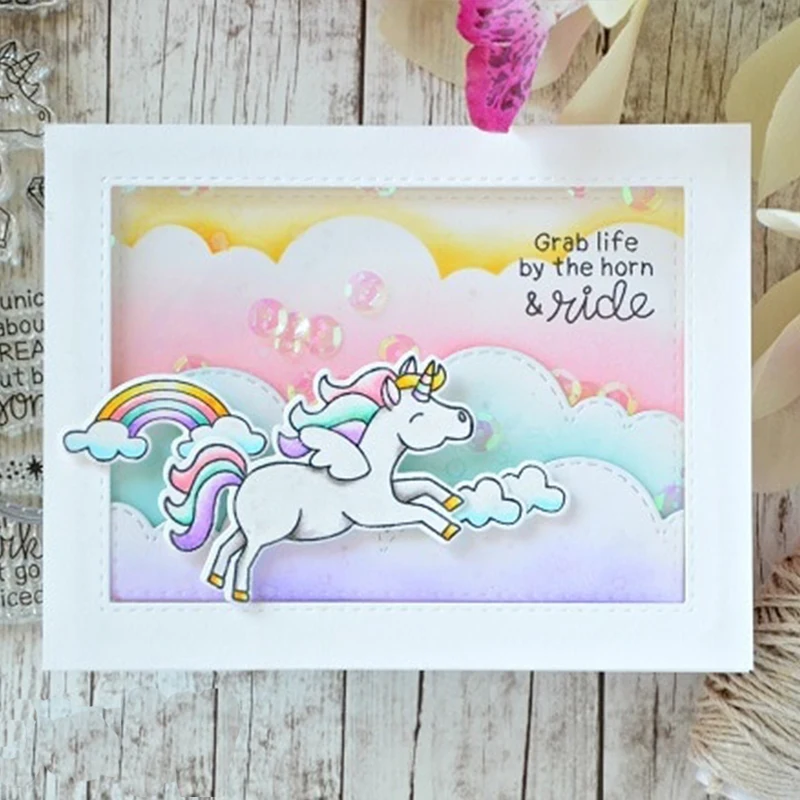 Believe in Unicorns Clear Stamps Adorable Unicorns Sentiments Silicone Stamp For Valentine's Day Scrapbooking Cards Crafts X38