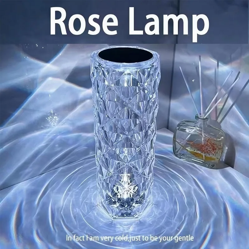 Large Size Rose Crystal Ambiance Lamp Bedroom 16 Color Touch/Remote Dimming Nightlight USB LED Bedside Diamond LED Light