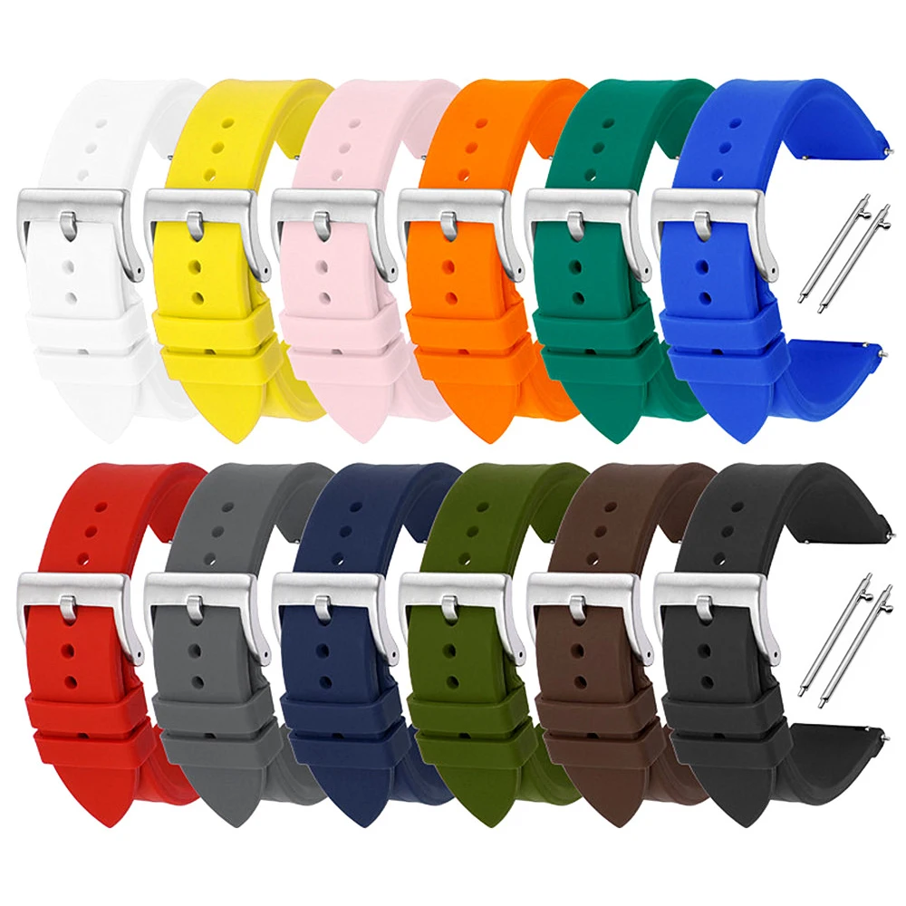 

20mm 22mm 24mm Quick Release Silicone Rubber Watch Band Universal Replacement Strap Women Men Waterproof Sports Watchband