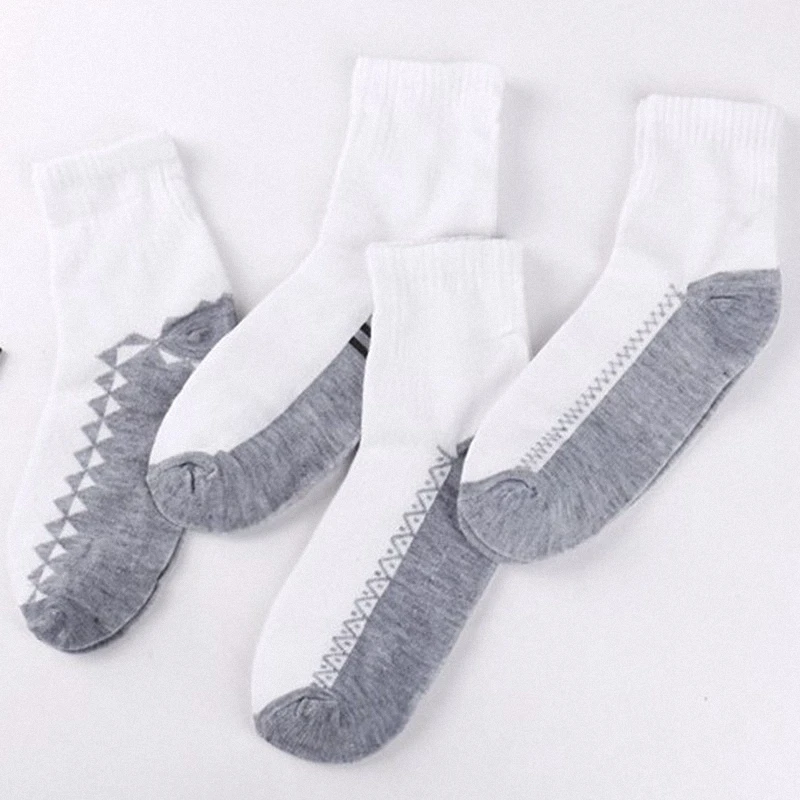 5/10 Pairs Black Bottom Gray Surface Sports Socks Breathable Comfortable Sweat-Absorbing Cotton Socks Men's Mid-Tube Socks