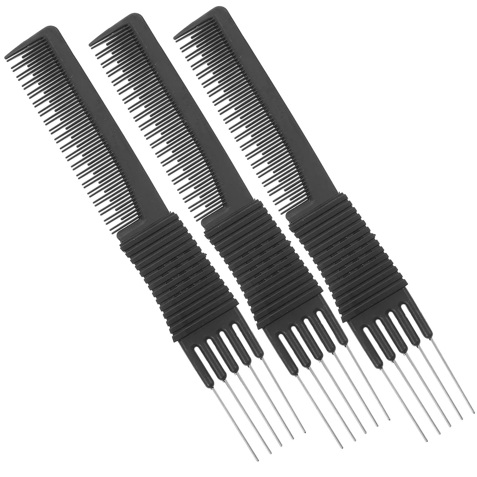 

Plastic Hair Comb Durable Lightweight Styling Tool Anti-static Haircut Tooth Rat-tail Comb Wire Pin Metal