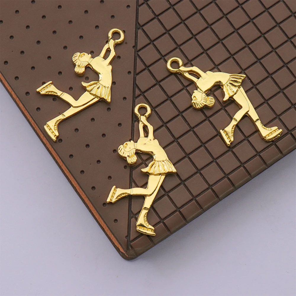 Metal Skating Girl Charm Figure Skating Jewelry Pendant Skate Accessory for Skater Girl