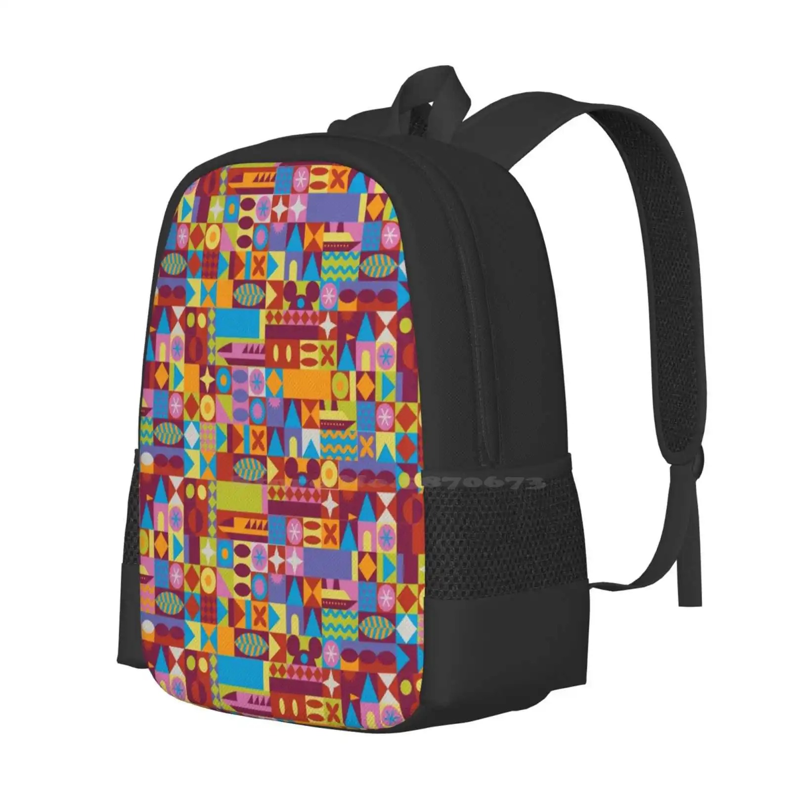 Retro Color Blocks Hot Sale Schoolbag Backpack Fashion Bags Parks Pride Walt World Magic Rainbow Retro Vintage 1980S 1970S