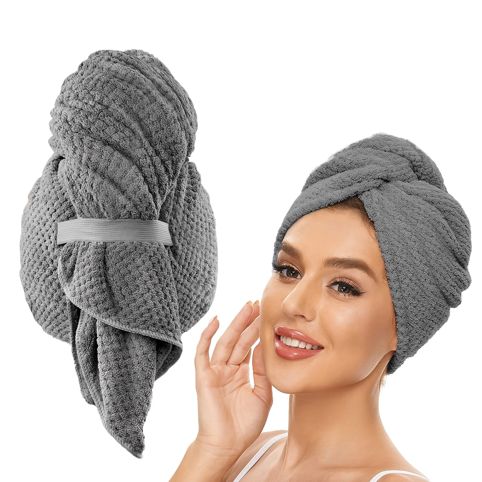 Solid Color Hair Towel Minimalist Microfiber Women Strong Absorbent Quick-drying Hair Drying Cap for Home Bathroom Accessories