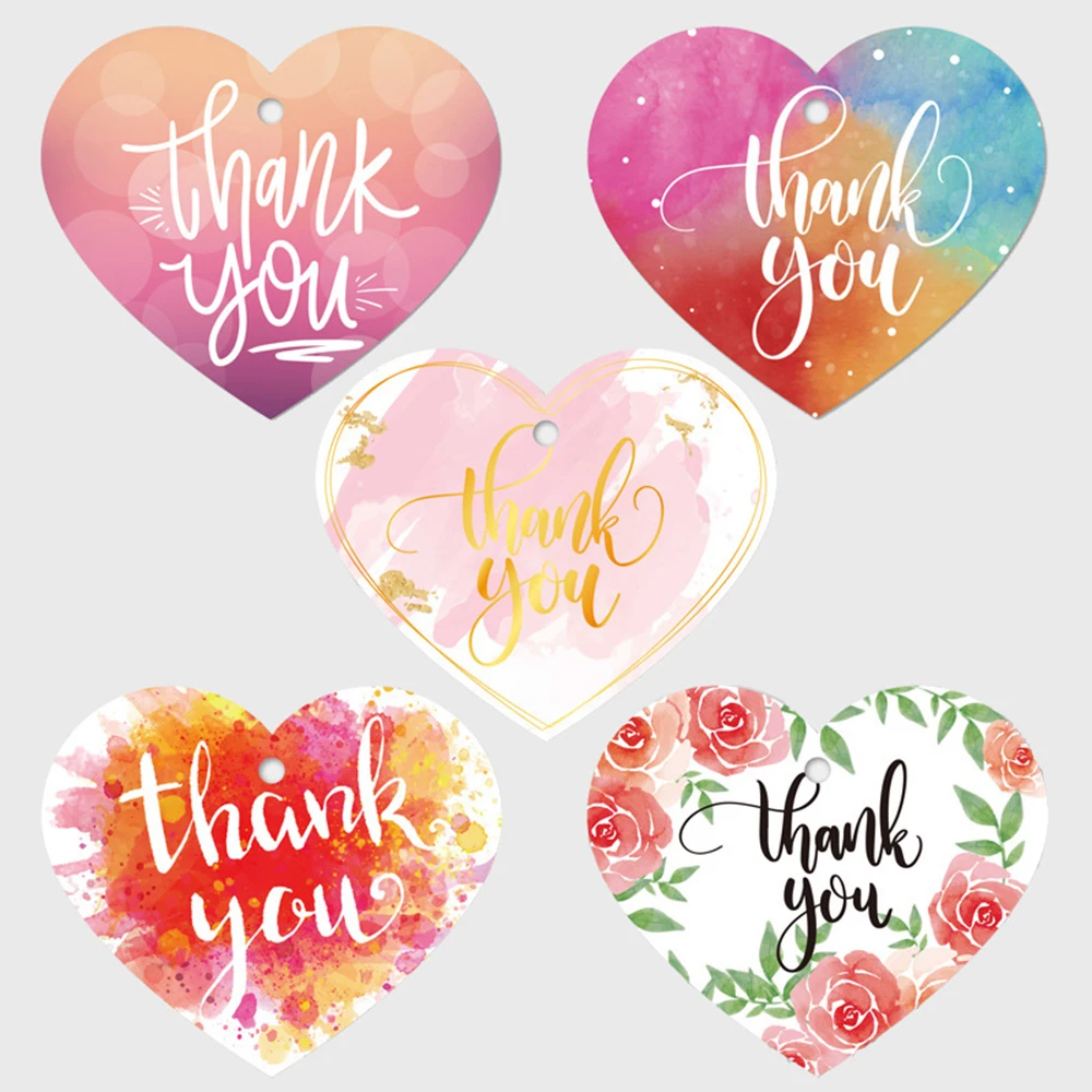 30Pcs/Pack Thank You Hang Tags Heart-Shaped  7*6cm Love Cards Tag Writable Gift Diy Decor Supplies Clothing Tags