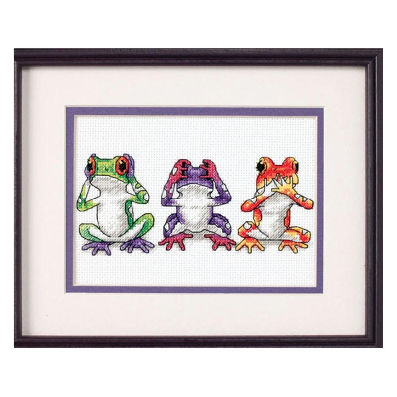 

Набор для вышивания крестиком, комплект для рукоделия, с опциональными готовыми узорами, набор для вышивания крестиком ручной работы, Saga Frog Trio